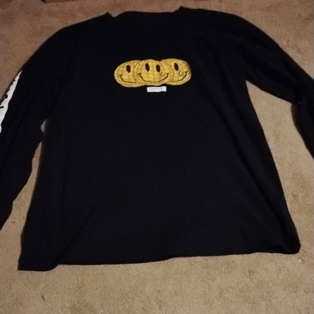 Vintage HappyCry Black Long Sleeve Shirt with Smiley Faces